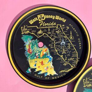 Vintage 1970s Walt Disney World Florida Map Decorative Metal Plate